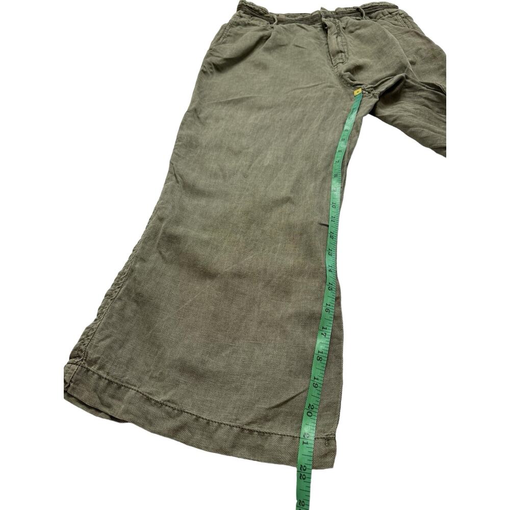 C&C CALIFORNIA Sage Green Linen Lyocell Wide Leg Crop Pants Size 6 Flap Pocket - Picture 8 of 8